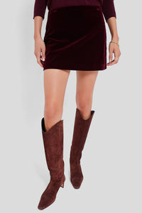 Oxblood Velvet Opal Mini Skirt