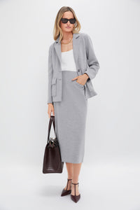 Gray Herringbone Rosewell Midi Skirt